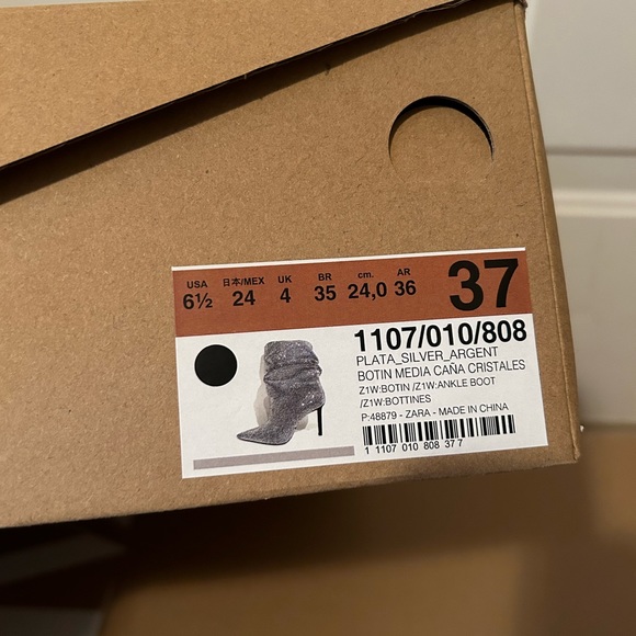 Zara Silver Heeled Boots - Picture 2 of 6